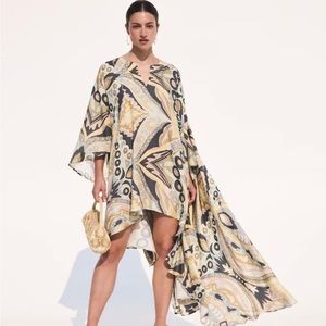CULT GAIA Adora Asymmetric Printed Crepe Kaftan XS